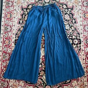 MANGO | BLUE LYOCELL TROUSERS WITH ELASTIC WAISTBAND, Palazzo design, size XXL